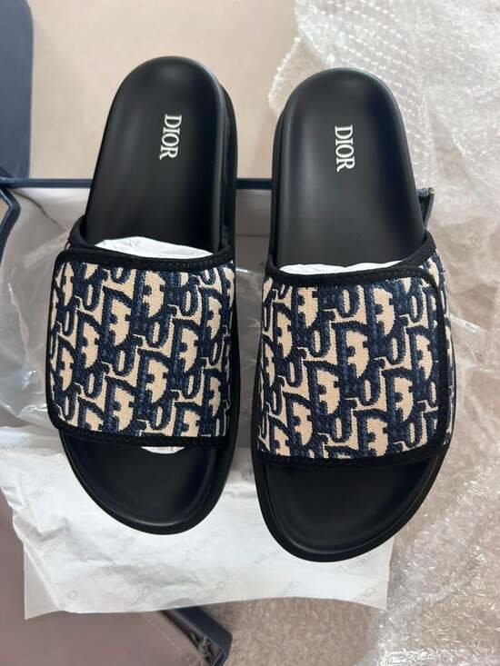 Christian Dior Other - Christian Dior Aqua Sandal Dior Oblique Black and Beige Jacquard Slide